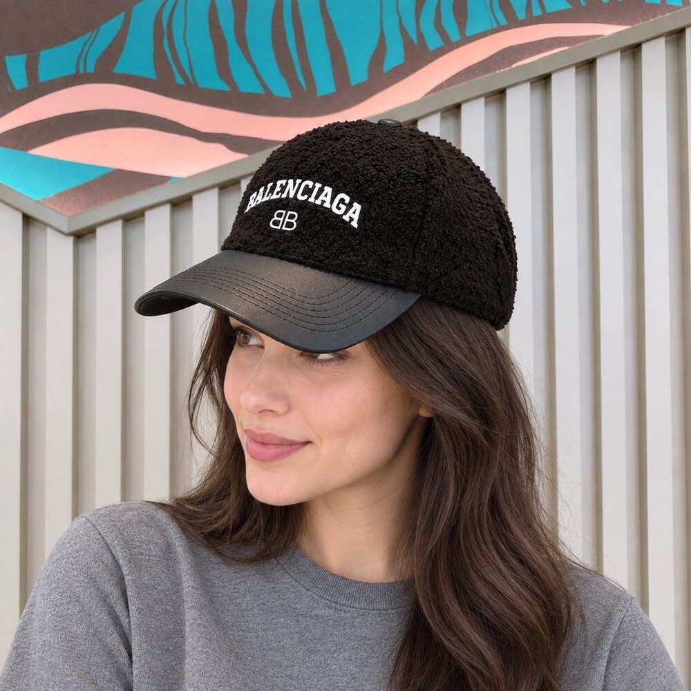 Balenciaga Black Teddy Leather Cap - Picture 3 of 6